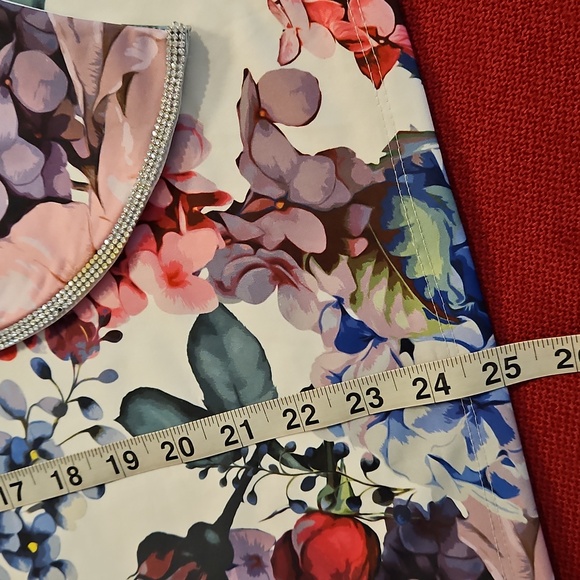 Prelude SteinMart Floral long sleeve open flare clear rhinestone rimmed Medium - Picture 7 of 10